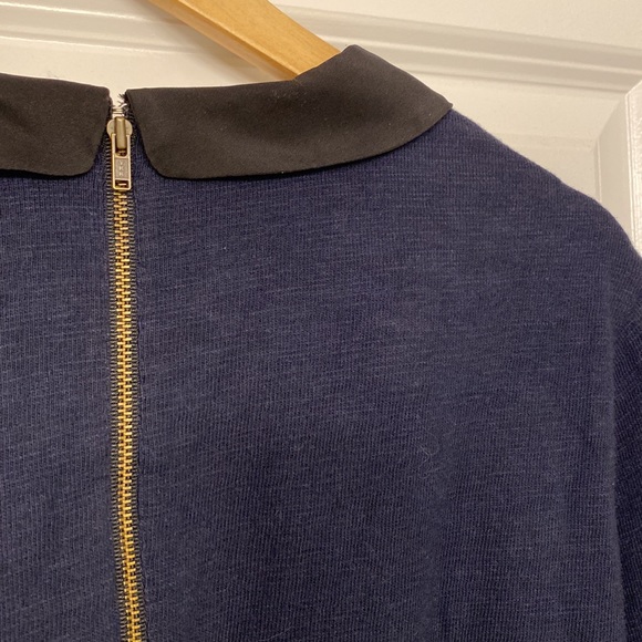 J. Crew Peter Pan Collar 100% Cotton Sweater | Navy/Black - Picture 6 of 7